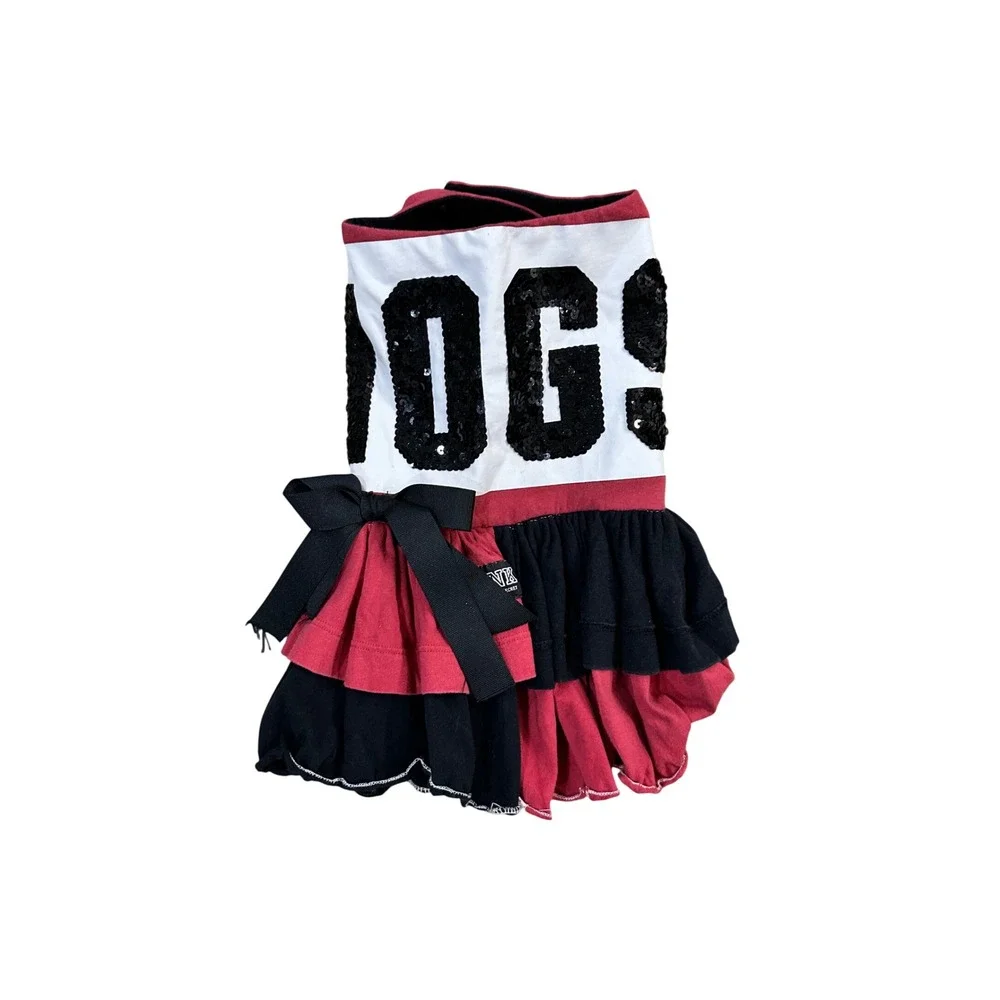 Victoria's Secret Pink HOGS Sequin Dog Dress Pet Outfit Red Black‎ Bow